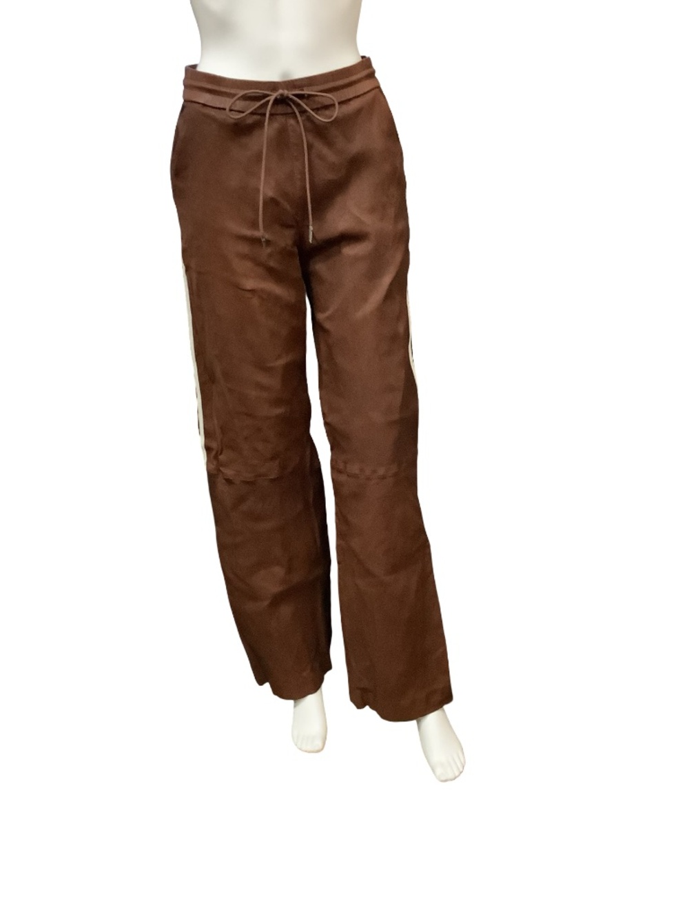 SPRWMN Lamb Leather Striped Wide Leg Pants Size: S